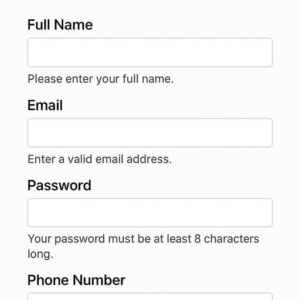 แบบฟอร์มออนไลน์ที่มี Label กำกับชัดเจนและมีข้อความช่วยเหลือ (Help Text)