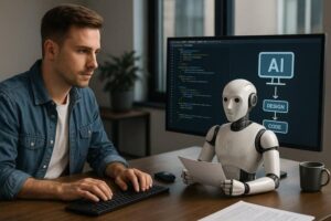  ภาพแนวคิดผู้ช่วยอัจฉริยะในการเขียนโค้ดและ workflow