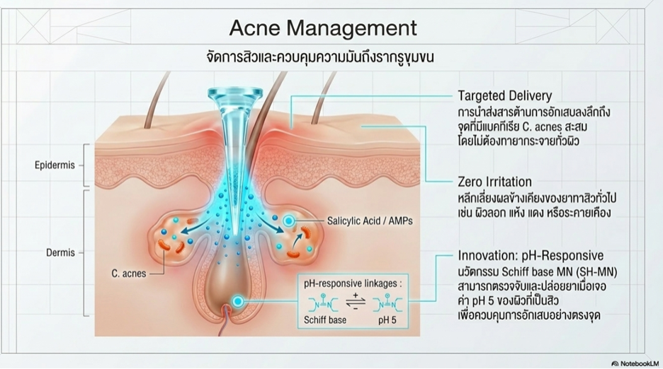รูปที่ 2 ลักษณะของการปล่อยสารสำคัญด้วยเทคโนโลยี Microneedles (MNs)  
